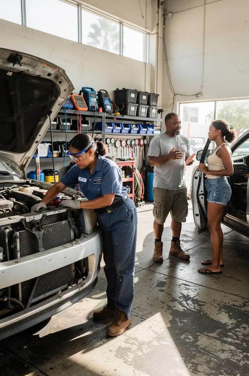 Modern Los Angeles Coral auto repair shop specializing in vehicle air conditioning and heating systems.